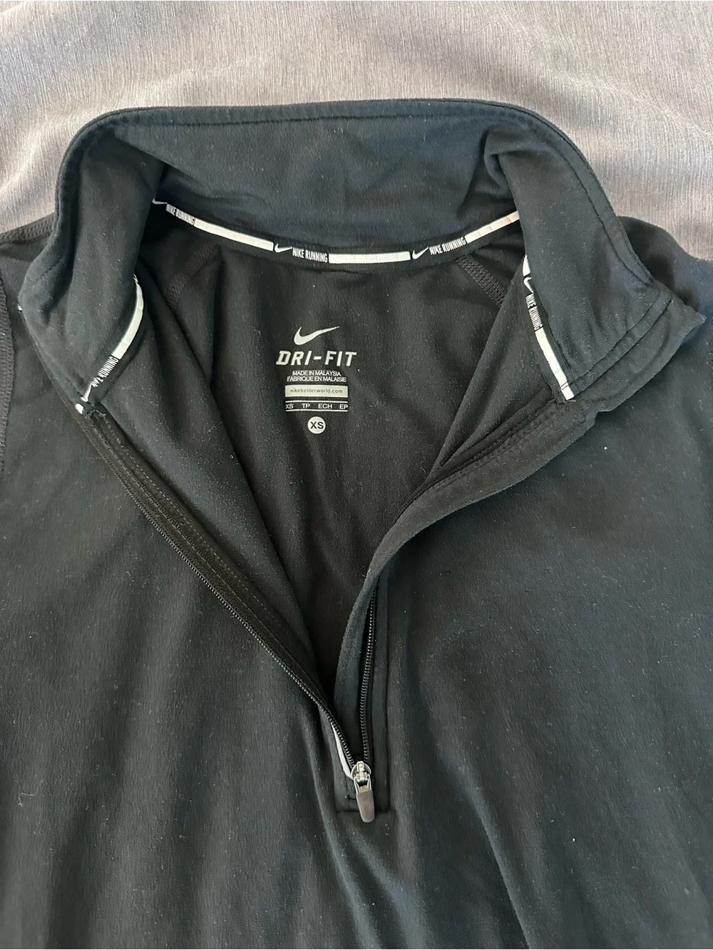 Nike Black Athletic Long Sleeve Top with Half-Zip